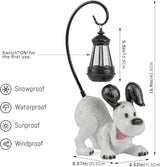 Laughing Dog Figurine with Solar-Powered LED Light 15.9 Inch Tall Perfect for Gift Garden Decor or Housewarming for Dog Lovers White
