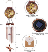 Wind Chimes for Outside, Windchimes Outdoors Hummingbird Gifts for Mom Women Grandma, Hanging Solar Lantern Solar Wind Chimes for Outside Patio Yard Garden Decor