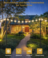 10FT String Light Poles for Outdoor Decor, Sturdy Light Pole with Fork, Adjustable Metal Posts for Outside Patio, Backyard, Deck, Garden, Party, Wedding