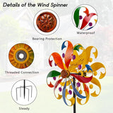 DREAMYSOUL Wind Spinners Outdoor, 13" Dia Colorful Petals Metal Garden Wind Spinner, Kinetic Wind Sculptures & Spinners for Yard Lawn Patio Decor