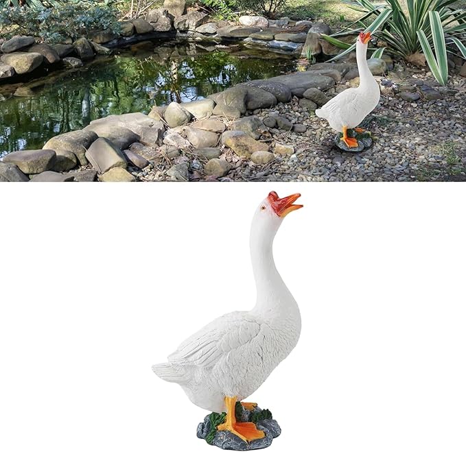 Garden Statues Goose Figurine Farm Animal Sculpture Lifelike Outdoor Statue for Pond Garden Decor Unique Design with Vibrant Colors Yard Ornaments Decor