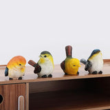 POCREATION Resin Birds Animal Figurine Decoration, 4 Pieces, Lawn Garden Ornaments for Home Courtyard Decor