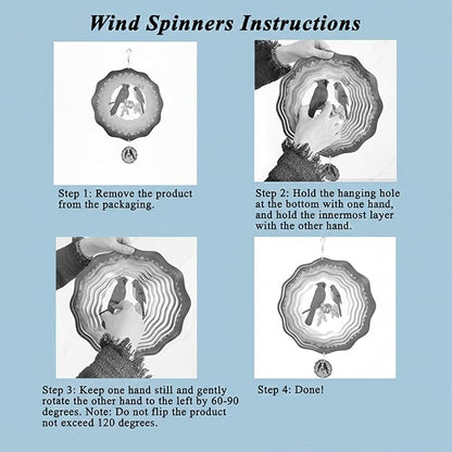2 Pack Cardinal Wind Spinners Outdoor 12 Inch Hanging Wind Catchers Kinetic Sculpture 3D Stainless Steel Lawn Yard Garden Decor for Outside