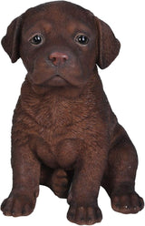HI-LINE Sitting Labrador Puppy Outdoor Garden Statue - 6.5" - Brown
