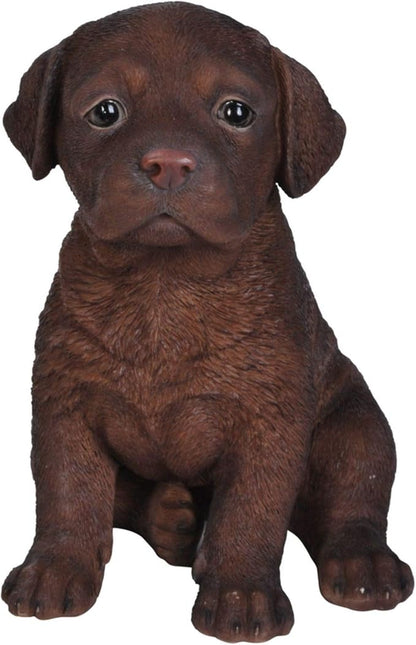 HI-LINE Sitting Labrador Puppy Outdoor Garden Statue - 6.5" - Brown