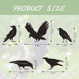Raven Crow Fence Topper Decor, Metal Garden Birds Black Silhouette Statue, Halloween Witchy Gothic Ornament for Yard Fence, Fake Crow Home Garden Decoration (Rustic)