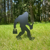 2025 Funny Bigfoot Garden Stake Metal Sign Art Yard Animal Decoration, Various Metal Sasquatch Black Big Foot Sculpture Outdoor Silhouette Statues for Garden Yard Patio Lawn (Beer)