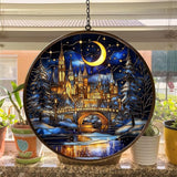 The City of Magic Acrylic Suncatcher Stained Glass Effect Window Car Hanging Christmas Ornament Indoor Outdoor Decor Garden Sun Catcher Panel for Acrylic Suncatcher Lover for Women Mom Grandma