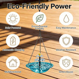Solar Powered Hanging Bird Bath Fountain, Glass Bowl Solar Water Fountain for Outdoor Garden (Red)