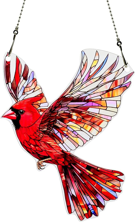 Red Bird Ornaments Colorful Window Hanging Decorations Home Wall Decor for Indoor Outdoor
