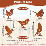 5PCS Metal Birds Fence Decoration, Outdoor Rusty Birds Garden Sculptures and Yard Art, Craft Statue Ornaments Rustic Farmhouse Garden Decor (Style 1)