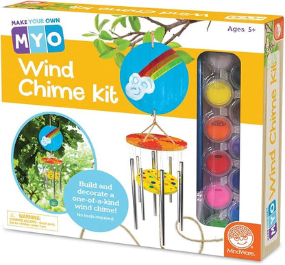 MindWare Make Your Own Wind Chime Craft Kit – Makes 1 Wind Chime, Includes 13 Paint Colors, 3 Brushes and Instructions
