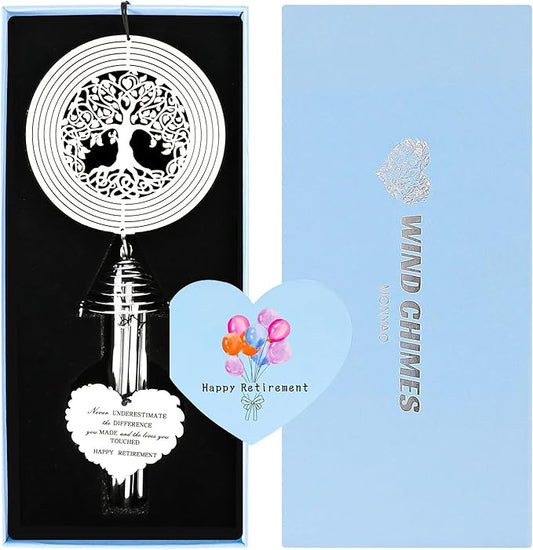 Retirement Gifts for Woman,Unique Retirement Gift for Men, Teacher, Nurse, Doctor, Coworkers, Funny Retired Gift for Boss, Friends, Mom, Retirement Wind Chimes with Wind Spinner