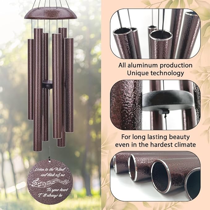 Personalized Sympathy Wind Chime, Memorial Wind Chimes for Loss of Loved One, Bereavement in Memory Wind Chimes, Sympathy Gifts in Memory of Father, Mother or a Loved One, Product in USA