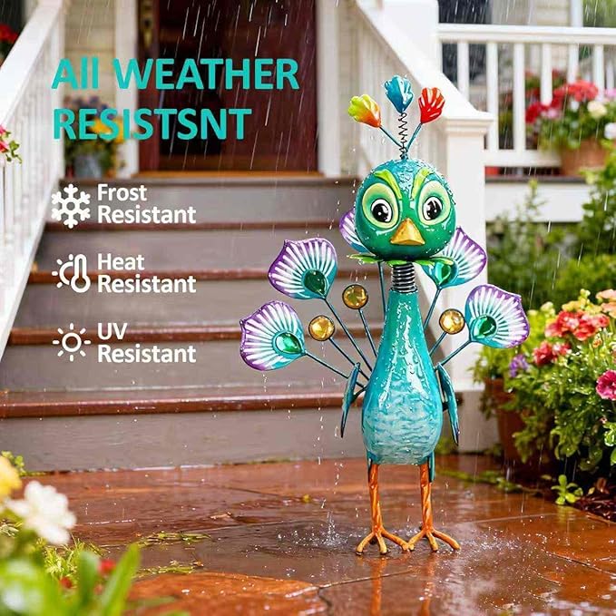 Natelf Metal Statue Peacock Sculpture for Outdoor Garden, Yard, Patio, Lawn & Indoor Home Decor, Peacocks Statues Gift for Women, Mom, Grandma on Mother's Day & Birthdays.
