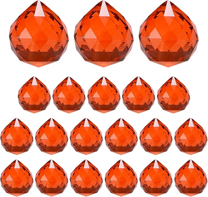 M METERXITY 20-Pack Crystal Ball Prisms, 24mm/0.94 Inch Chandelier Pendant Maker Hanging Crystals Chandelier Prisms for Home/Windows/Garden/DIY Decoration[Red Brown]