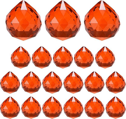 M METERXITY 20-Pack Crystal Ball Prisms, 24mm/0.94 Inch Chandelier Pendant Maker Hanging Crystals Chandelier Prisms for Home/Windows/Garden/DIY Decoration[Red Brown]
