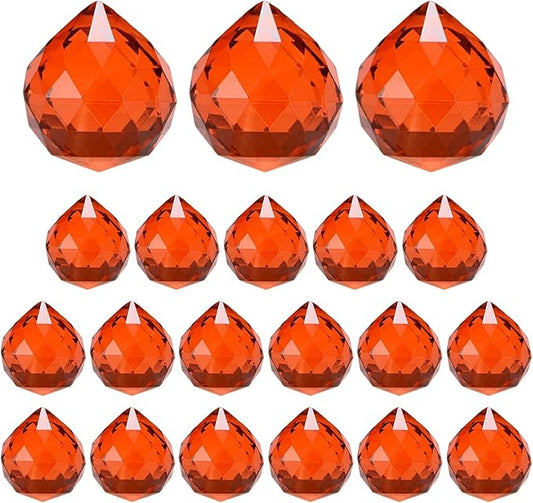 M METERXITY 20-Pack Crystal Ball Prisms, 24mm/0.94 Inch Chandelier Pendant Maker Hanging Crystals Chandelier Prisms for Home/Windows/Garden/DIY Decoration[Red Brown]