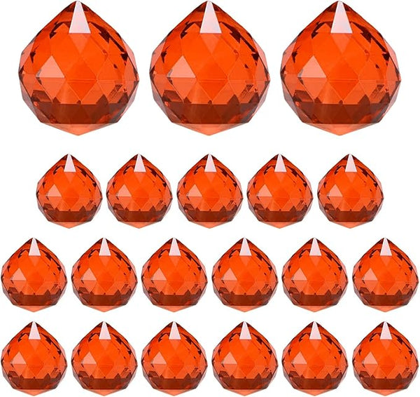 M METERXITY 20-Pack Crystal Ball Prisms, 24mm/0.94 Inch Chandelier Pendant Maker Hanging Crystals Chandelier Prisms for Home/Windows/Garden/DIY Decoration[Red Brown]