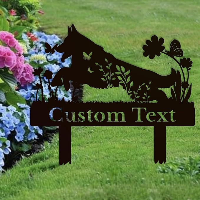 Personalized Metal Custom Garden Sculptures Statues, Yard Art,Shed, Flowerbed Decoration, Outdoor Decor, Animal Stake Pack, Cat Kitty Rabbit Bunny Dog Puppy Flower Metal Signs (Dog A)