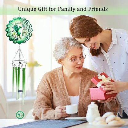 Hummingbird Wind Chimes with Wind Spinner, Christmas Birthday Gifts for Women Mom Friends Teacher, Humming Bird Windchimes, Outdoor Hanging Decor Clearance for Garden Patio Backyard Porch