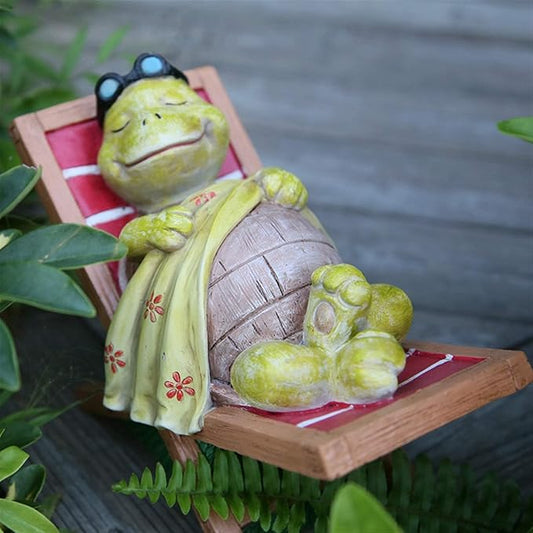 Garden Ornaments Outdoor Garden Animal Sculpture Creative Tortoise Leisure Chair Resin Statue Cute Animal Pastoral Decoration Home Ornament Crafts Garden Ornaments