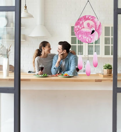 CoTa Global Tropical Flamingo Wind Chime - Handmade Glass Chime – Tropical Hanging Decor - Colorful Home Decor Gift, Indoor and Outdoor Hanging Decoration for Porch, Patio, Garden – 28.5 Inches