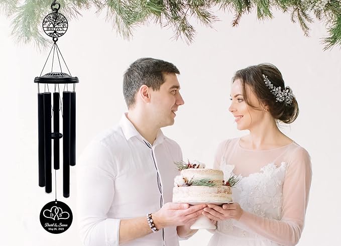 Personalized Initial Hearts Love Wind Chime Gift for Couple, Wedding Gift, Anniversary Couple Gift,Gift for Couple, Personalized Anniversary Wedding Gift 37''