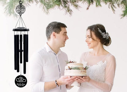 Personalized Initial Hearts Love Wind Chime Gift for Couple, Wedding Gift, Anniversary Couple Gift,Gift for Couple, Personalized Anniversary Wedding Gift 37''
