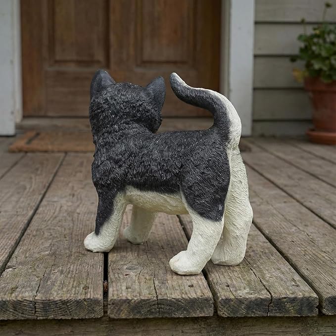 Elenon Cat Garden Statue Decorative for Yard, Standing Cat Figurines Home Lawn Decor, Patio Kitten Tuxedo Statues Pets Memorial Ornament for Cat Lovers