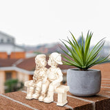 SUPVOX Resin Boy Girl Garden Statue Ornament Artistic Outdoor Decorative Figurines for Patio Lawn Tree Accent Fall Garden Decor Craftsmanship Resin Sculpture