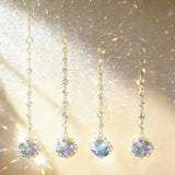 Window Sun Catcher Hanging - Glass Prism Rainbow Maker with Crystal Bead Chain, Suncatcher for Windows, Colorful Light Reflector Decor for Home Bedroom Balcony Garden