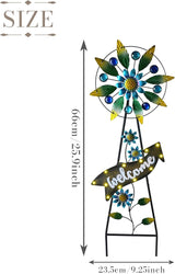 TERESA'S COLLECTIONS Hummingbird Garden Solar Stake, Wind Spinner Yard Art Sign for Outdoor Decor, Metal Purple Floral Windmill Decorative Garden Stake for Lawn Ornaments, Gifts for Mom, 26''