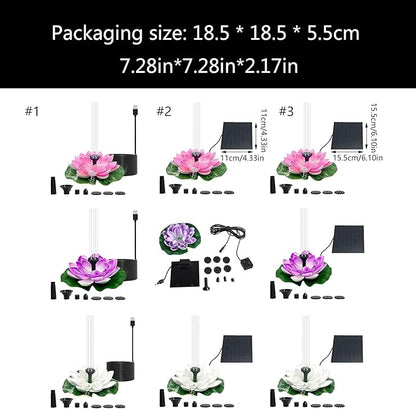 Solar Garden Fountain Water Lilies Designs Outdoor Bird Bath Accessories Suitable for Patios and Fish Pond Fish Pond Accessories