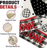 Dyrenson Welcome Chicken Decorative Garden Flag, Hen Eggs Buffalo Plaid Check Polka Dots Yard Outside Home Decoration, Farmhouse Burlap Outdoor Small Decor Double Sided 12 x 18