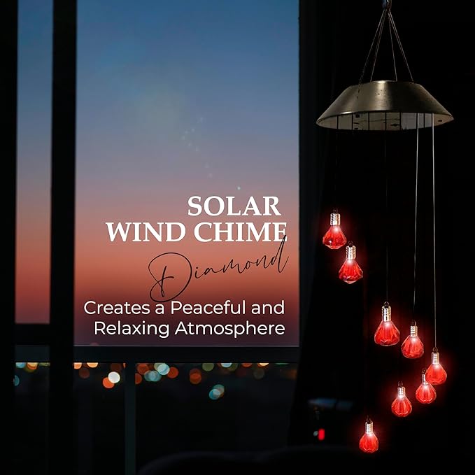 Upblend Outdoors Solar Hanging Decoration for Outside – Color Changing LED Decoration for Outdoors Waterproof, Solar Light Decoration for Outside – Diamond, Red