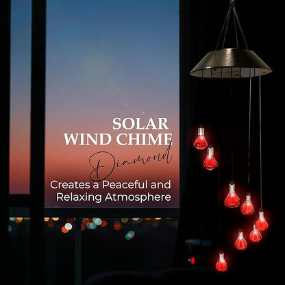 Upblend Outdoors Solar Hanging Decoration for Outside – Color Changing LED Decoration for Outdoors Waterproof, Solar Light Decoration for Outside – Diamond, Red