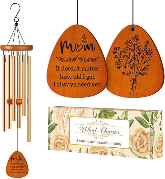 Mothers Day Mom Gifts, Mom Birthday Gifts for from Daughter Son Kids, Mother Wind Chimes, Mammy Gift Ideas for Birthday, Thanksgiving, Christmas - with ‘I Need You’