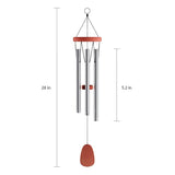 Metal and Wood Wind Chimes - 28-Inch Tuned Metal Chimes - Soothing Tones for Garden, Patio, Porch, or Outdoor Decor by Pure Garden (Silver Finish)