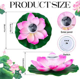 VIHOSE 4 Pcs 11 Inch Diwali Solar Pond Pool Light Floating Lotus Lamp Lily Pad Flower Pool Light Solar Floating for Pond Garden Decoration