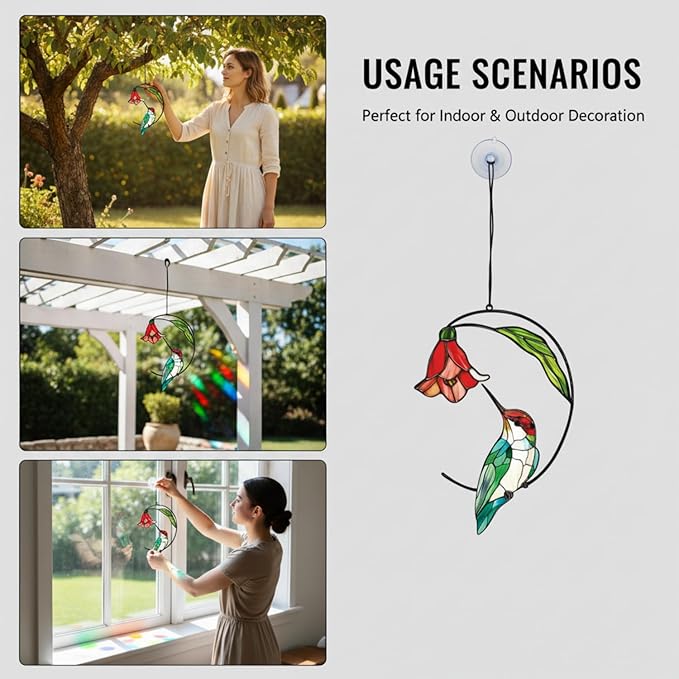 Hummingbird Gifts for Women, Hummingbird Sun Catcher for Window Hanging, Mothers Day for Mom Grandma Bird Lovers, Spring Suncatcher Garden Decor for Indoor Outdoor Windows(3)