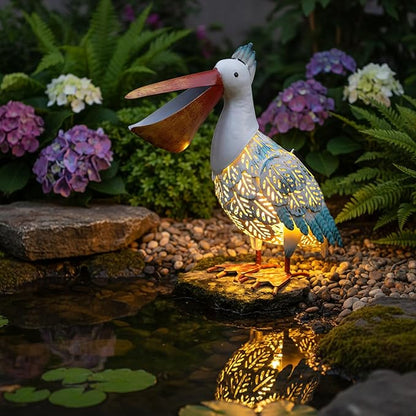 Pelican Statue Garden Decor, Solar Pelican Statues for Outside, 12 inches Pelican Statues, Lawn Ornaments, Coastal Ocean Bird Lawn Ornament for Outside Yard, balcony, Porch, Patio and Pool,Garden Gift