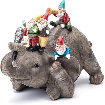 Elephant Dwarf Garden Statue Garden Gnomes Outdoor Funny Garden Gnomes Yard Ornaments Lawn Ornaments Home Gift for Women and Mother's Day 7.0 inch
