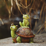 Frog Garden Statues Outdoor Decor, Resin Turtle Frogs Garden Animal Statue Waterproof, Outside Frog Figurines for Yard Patio Lawn Decorations Gardening Gifts for Women