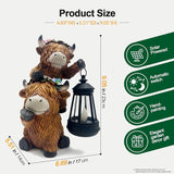 Solar Garden Outdoor Statues Lantern Figurines Light Decorations for Outdoor Patio Balcony Yard Lawn, Ideal Gifts for Mom Friends (Brown - Cow)
