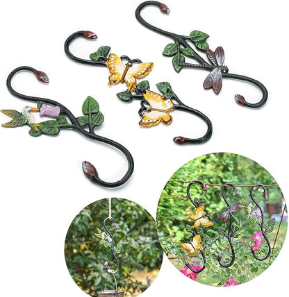 Sungmor Cast Iron Garden Hook Set, 11 Inch S Hook for Hanging, Decorative Flower Pot Hanger, Indoor/Outdoor Large Strong Ceiling Hooks for Macrame, Wind Chime, Bird Feeder