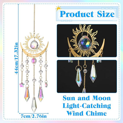 Crystal Prism Sun Catchers Rainbow Maker, Window Prism Rainbow Maker, Sun and Moon Catchers for Indoor Window Hanging, Outdoor Home Garden, Room Decor, Gift for Women