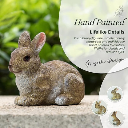3 Pcs Bunny Decor Figurines Garden Decorations, Cute Bunny Yard Statues Outdoor, Easter Rabbit Statues, Hand-Painted Resin Animal Figurines for Home Table Decor