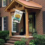 CROWNED BEAUTY Summer House Flag Sunflowers Truck 28x40 Inch Double Sided Large Burlap Holiday Flag for Outside Yard Welcome CF1493-40