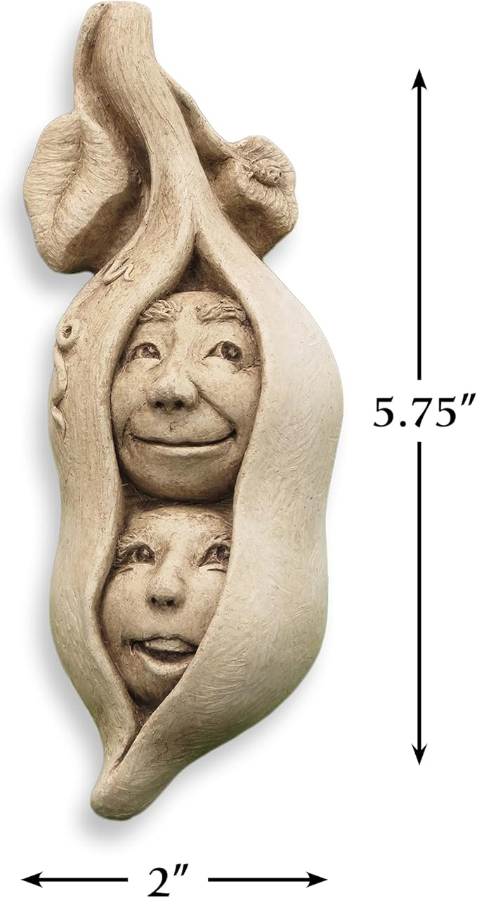 Carruth Studio Two Peas Figurine - Two Peas in a Pod Stone Sculpture, Vegetable Patch Decor, Kitchen Gift for Chef or Cook, Garden Display with Character, 5.75"